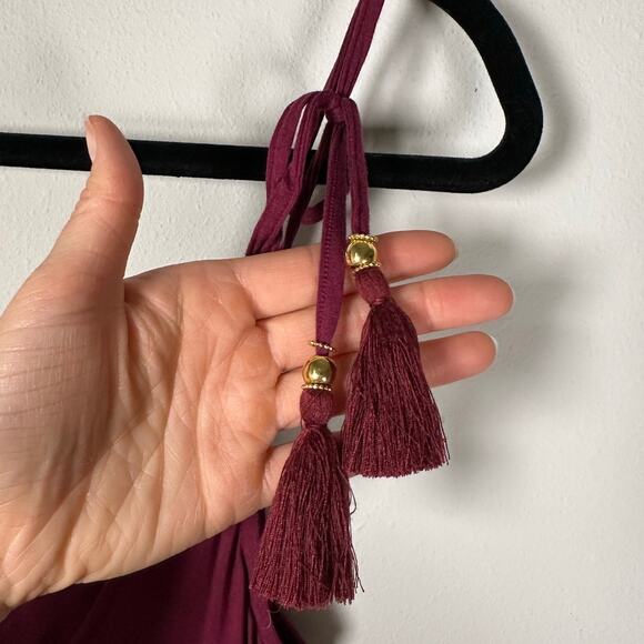 Chico's Purple Tie Shoulder Tassel Sleeveless Swimsuit Coverup Women's Medium - Picture 5 of 6